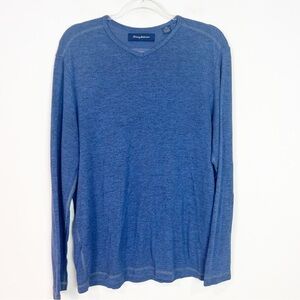 TOMMY BAHAMA BLUE LONG SLEEVE V-NECK SHIRT MENS SZ MEDIUM